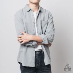Áo sơ mi vải kaki xéo thêu túi #