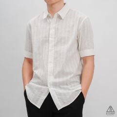 Áo sơ mi ngắn tay vải dệt gân sọc to [SM-2172]