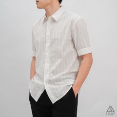Áo sơ mi ngắn tay vải dệt gân sọc to [SM-2172]