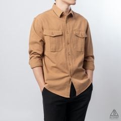 Áo sơ mi túi hộp, vải kaki xéo dày