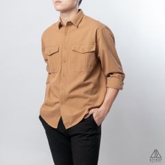 Áo sơ mi túi hộp, vải kaki xéo dày