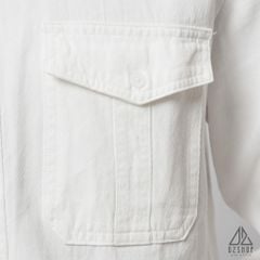 Áo sơ mi túi hộp, vải kaki xéo dày