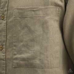 Áo sơ mi cổ trụ 2 túi vải Linen