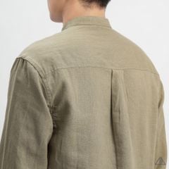 Áo sơ mi cổ trụ 2 túi vải Linen