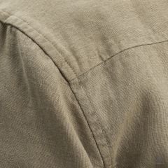 Áo sơ mi cổ trụ 2 túi vải Linen
