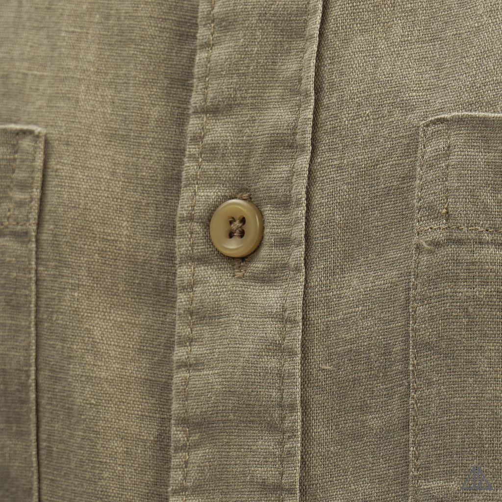 Áo sơ mi cổ trụ 2 túi vải Linen