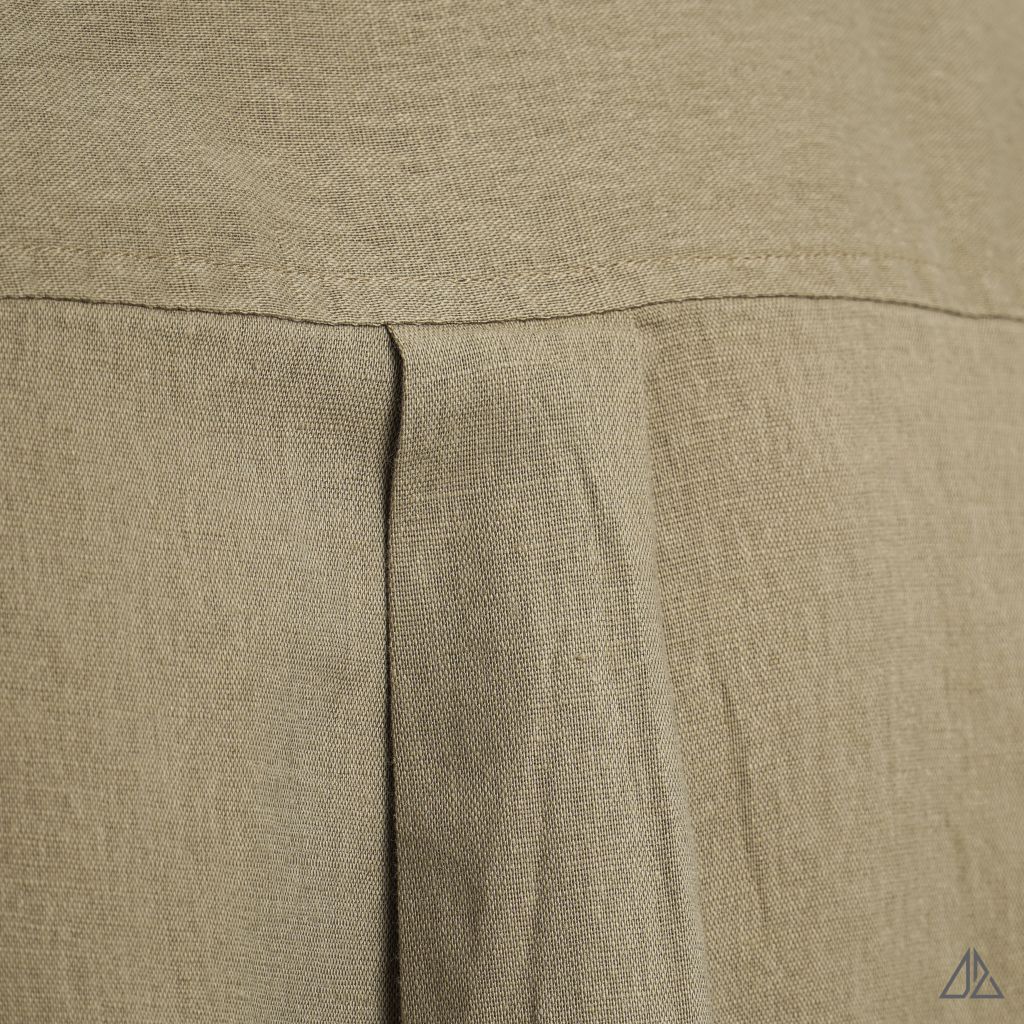 Áo sơ mi cổ trụ 2 túi vải Linen