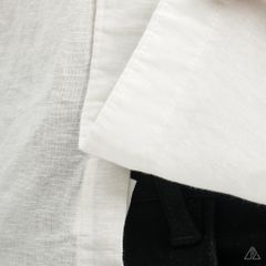Áo sơ mi cổ trụ 2 túi vải Linen