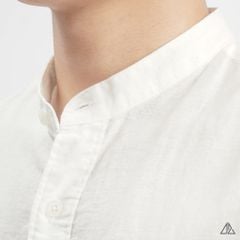 Áo sơ mi cổ trụ 2 túi vải Linen
