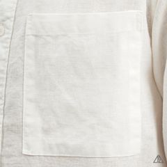 Áo sơ mi cổ trụ 2 túi vải Linen