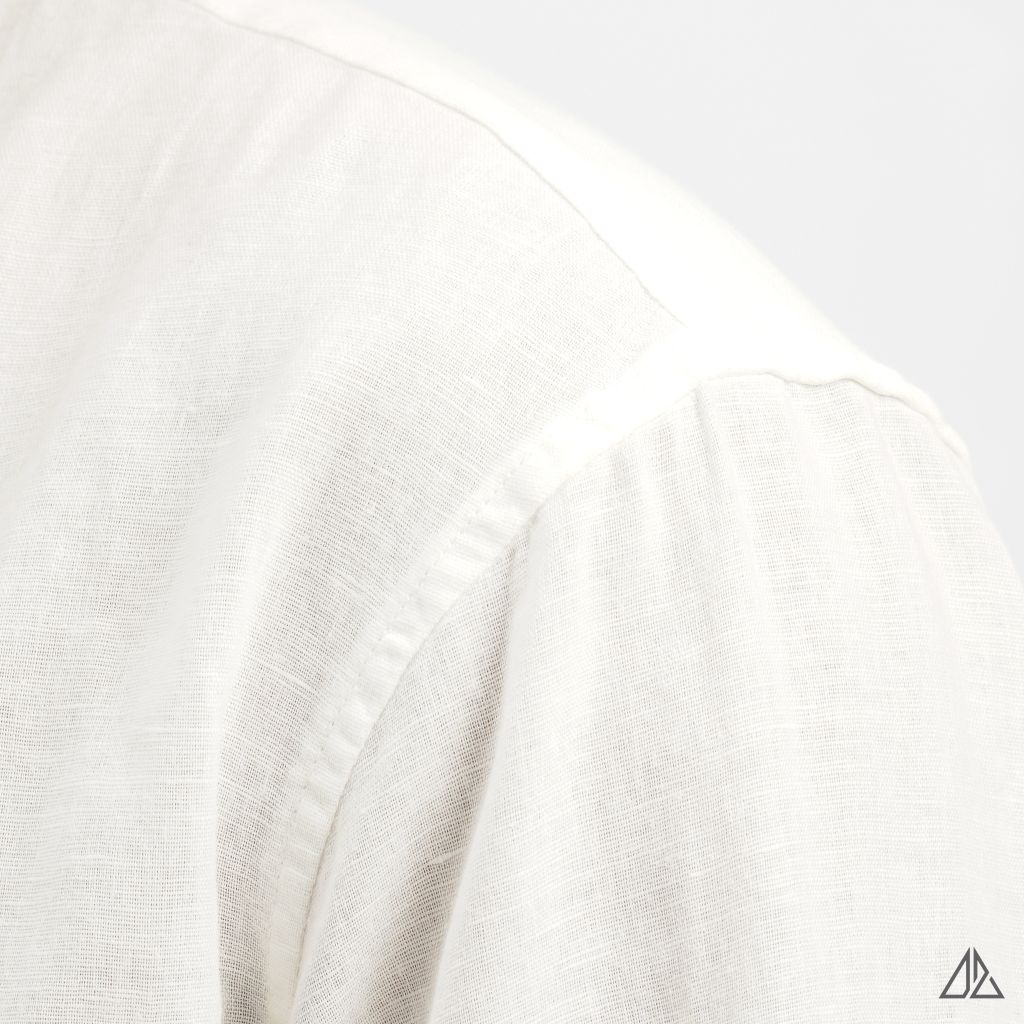 Áo sơ mi cổ trụ 2 túi vải Linen