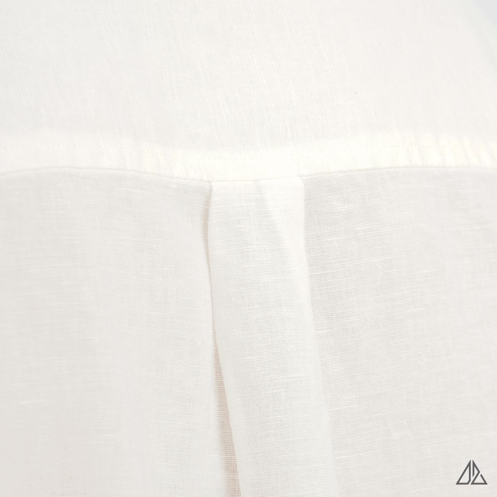Áo sơ mi cổ trụ 2 túi vải Linen