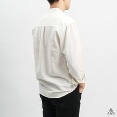 Áo sơ mi cổ trụ 2 túi vải Linen