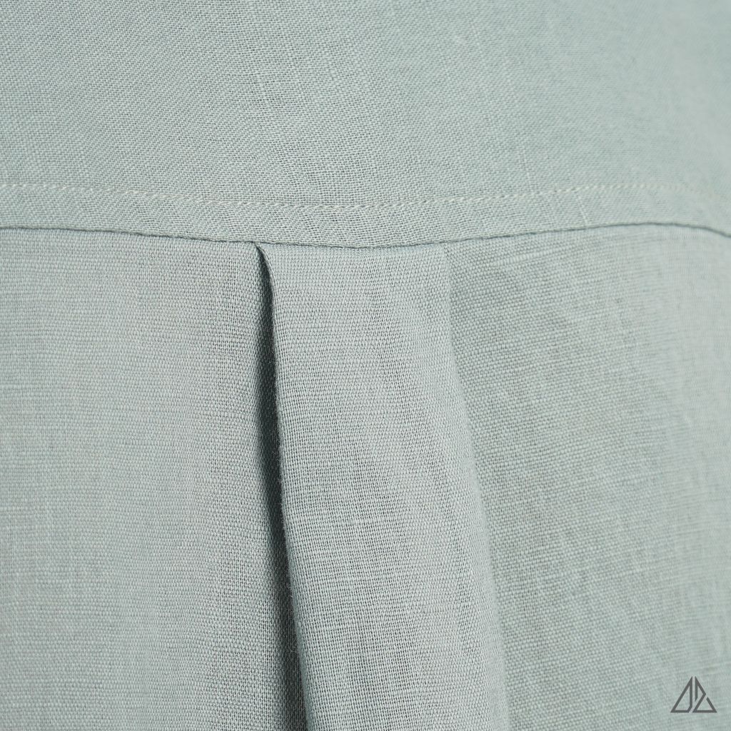 Áo sơ mi cổ trụ 2 túi vải Linen