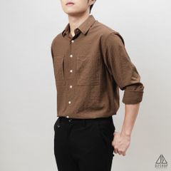 Áo sơ mi vải gân nổi 2 túi