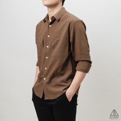 Áo sơ mi vải gân nổi 2 túi