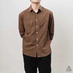 Áo sơ mi vải gân nổi 2 túi