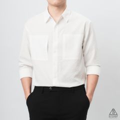 Áo sơ mi vải gân nổi 2 túi