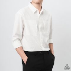 Áo sơ mi vải gân nổi 2 túi