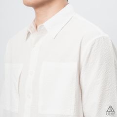 Áo sơ mi vải gân nổi 2 túi
