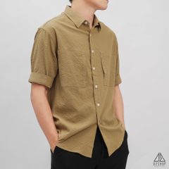 Áo sơ mi ngắn tay vải gân nổi 2 túi