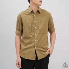 Áo sơ mi ngắn tay vải gân nổi 2 túi