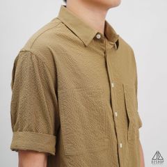 Áo sơ mi ngắn tay vải gân nổi 2 túi