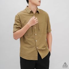 Áo sơ mi ngắn tay vải gân nổi 2 túi