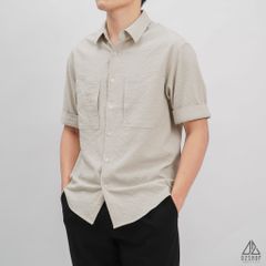 Áo sơ mi ngắn tay vải gân nổi 2 túi