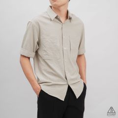 Áo sơ mi ngắn tay vải gân nổi 2 túi