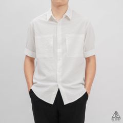 Áo sơ mi ngắn tay vải gân nổi 2 túi