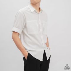Áo sơ mi ngắn tay vải gân nổi 2 túi