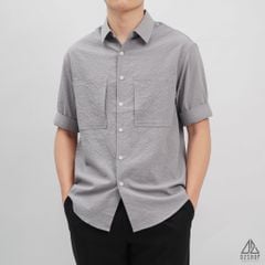 Áo sơ mi ngắn tay vải gân nổi 2 túi
