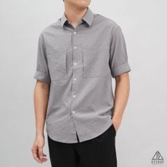 Áo sơ mi ngắn tay vải gân nổi 2 túi