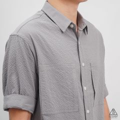 Áo sơ mi ngắn tay vải gân nổi 2 túi