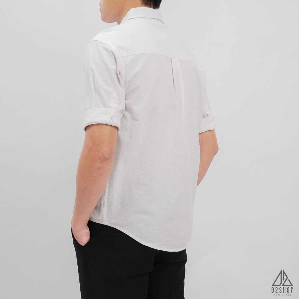 Áo sơ mi ngắn tay phối túi vải đủi [SM-2277]