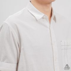Áo sơ mi ngắn tay phối túi vải đủi [SM-2277]