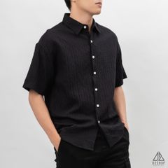 Áo sơ mi ngắn tay vải gân sọc nổi
