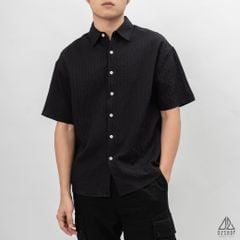 Áo sơ mi ngắn tay vải gân sọc nổi