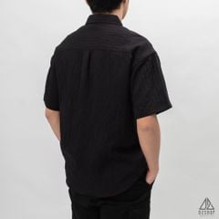 Áo sơ mi ngắn tay vải gân sọc nổi
