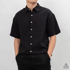 Áo sơ mi ngắn tay vải gân sọc nổi