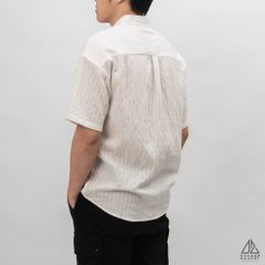 Áo sơ mi ngắn tay vải gân sọc nổi
