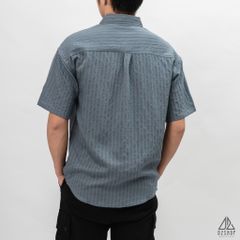 Áo sơ mi ngắn tay vải gân sọc nổi