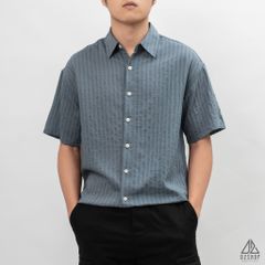 Áo sơ mi ngắn tay vải gân sọc nổi