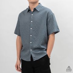 Áo sơ mi ngắn tay vải gân sọc nổi