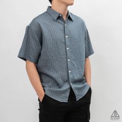 Áo sơ mi ngắn tay vải gân sọc nổi