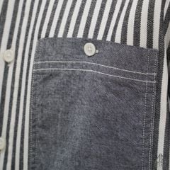 Áo sơ mi kaki sọc phối túi jean [SM-2305]