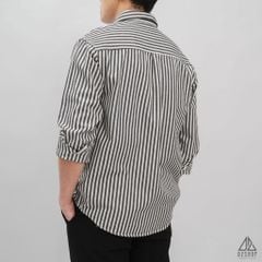 Áo sơ mi kaki sọc phối túi jean [SM-2305]