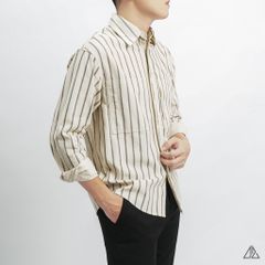 Áo sơ mi sọc đứng vải nhung