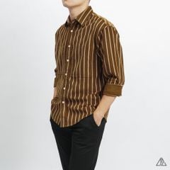 Áo sơ mi sọc đứng vải nhung